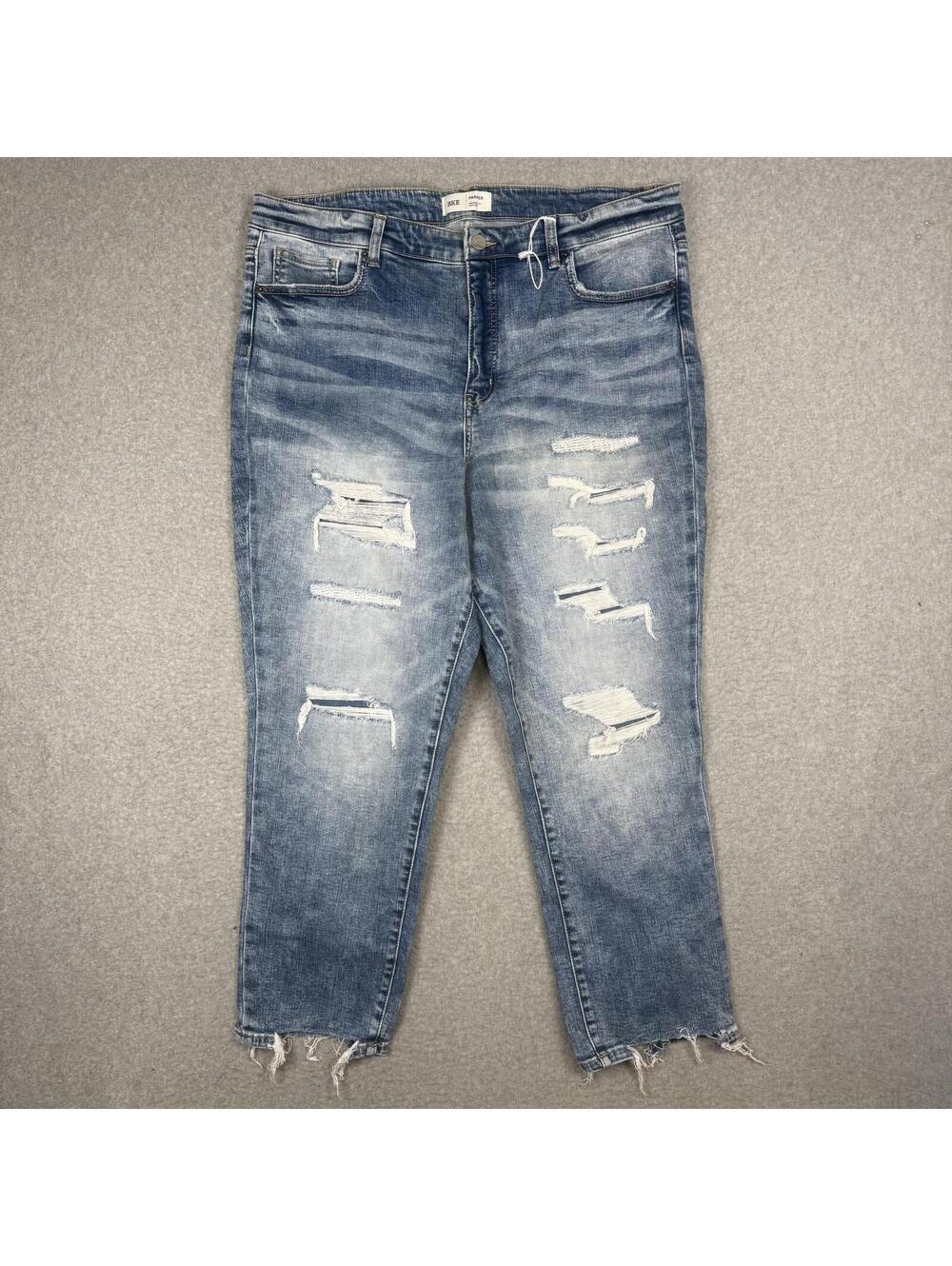 BKE Women's Size 38 Parker Universal Fit High Rise Light Wash Jeans Distressed